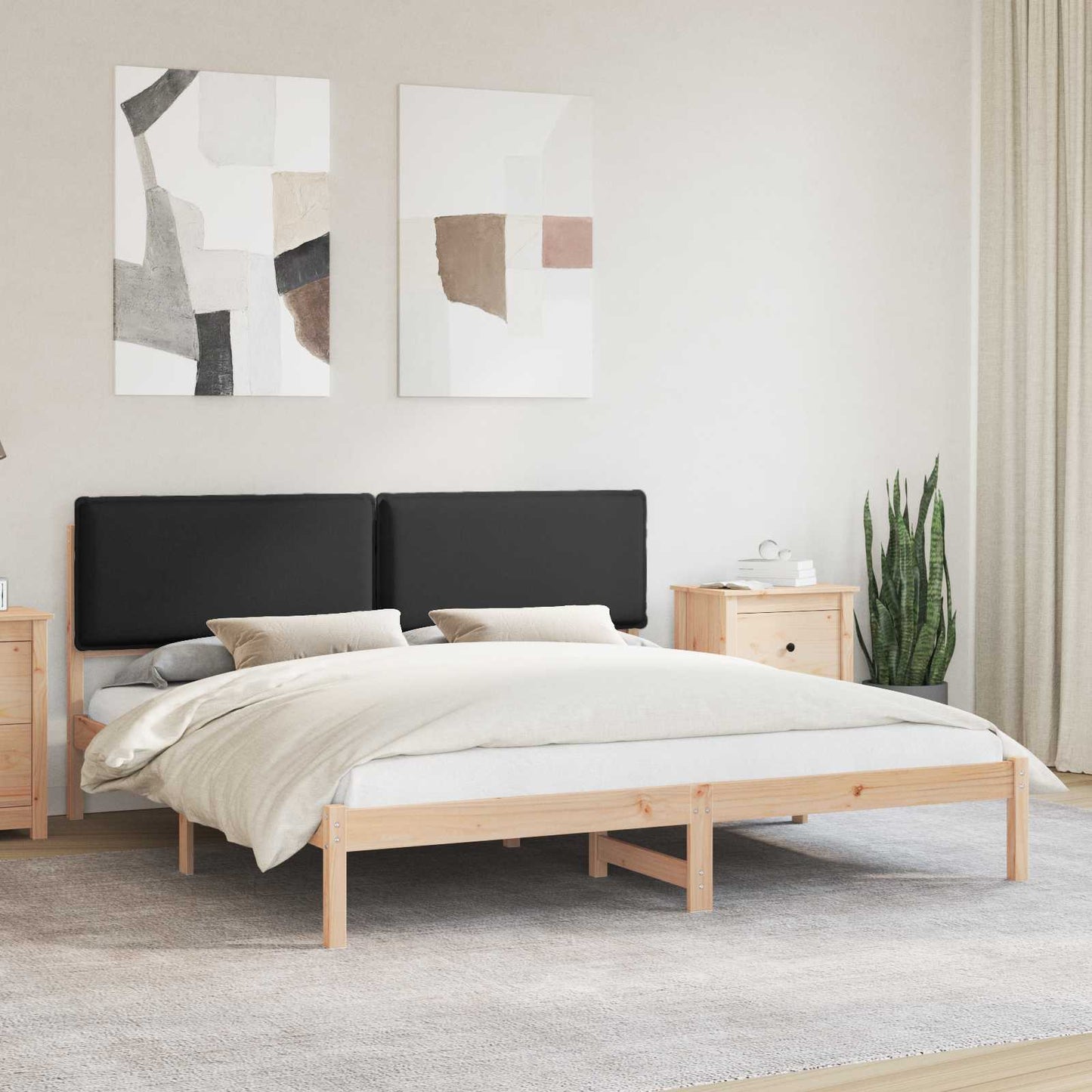 Sengestel med Polstret Hovedgavl Sort 180 x 200 cm