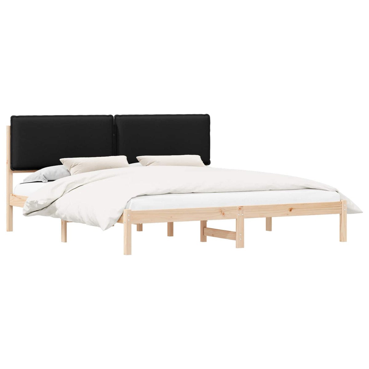 Sengestel med Polstret Hovedgavl Sort 180 x 200 cm
