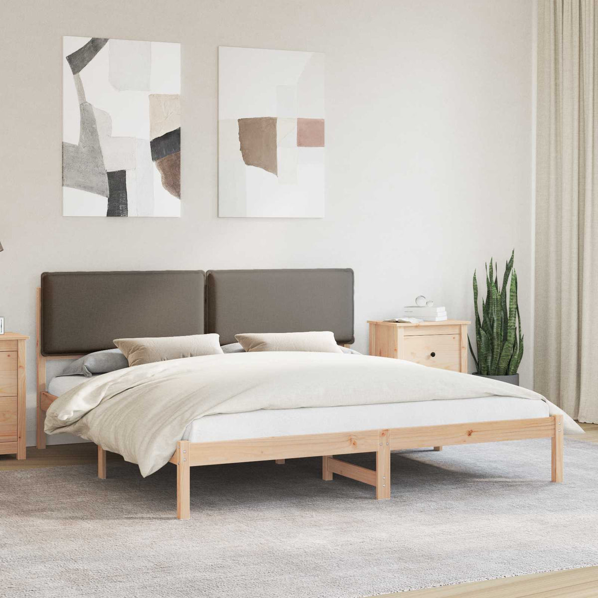 Sengestel med Polstret Hovedgavl Gråbrun 180 x 200 cm