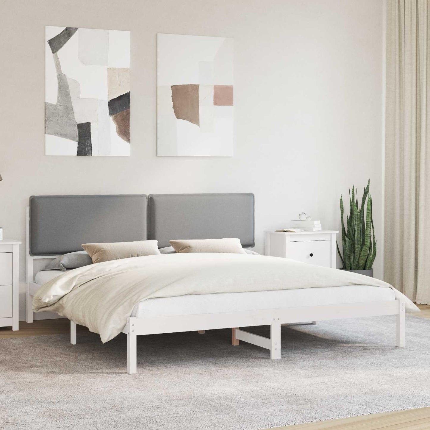 Sengestel med Polstret Hovedgavl Lysegrå 180 x 200 cm