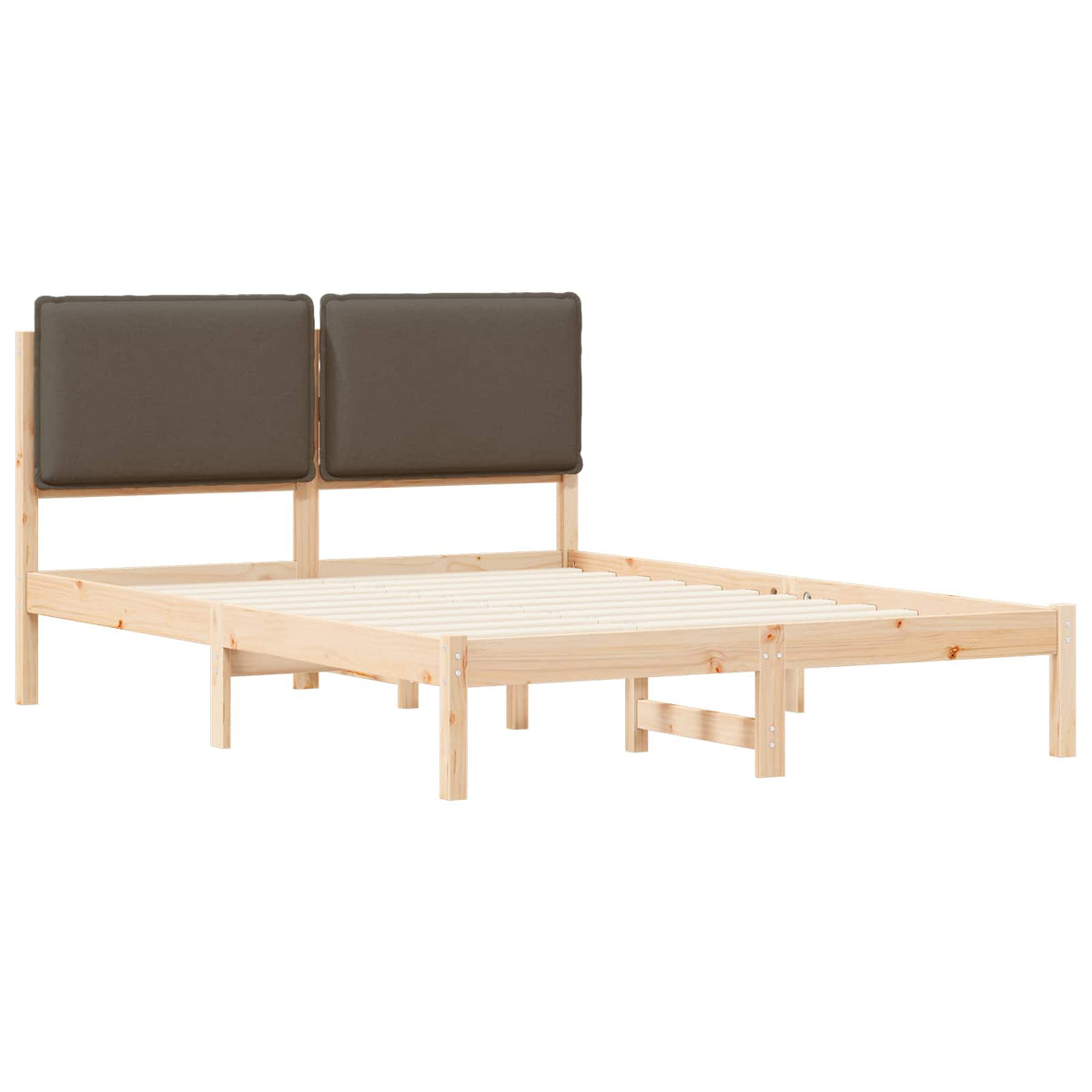Sengestel med Polstret Hovedgavl Gråbrun 160 x 200 cm