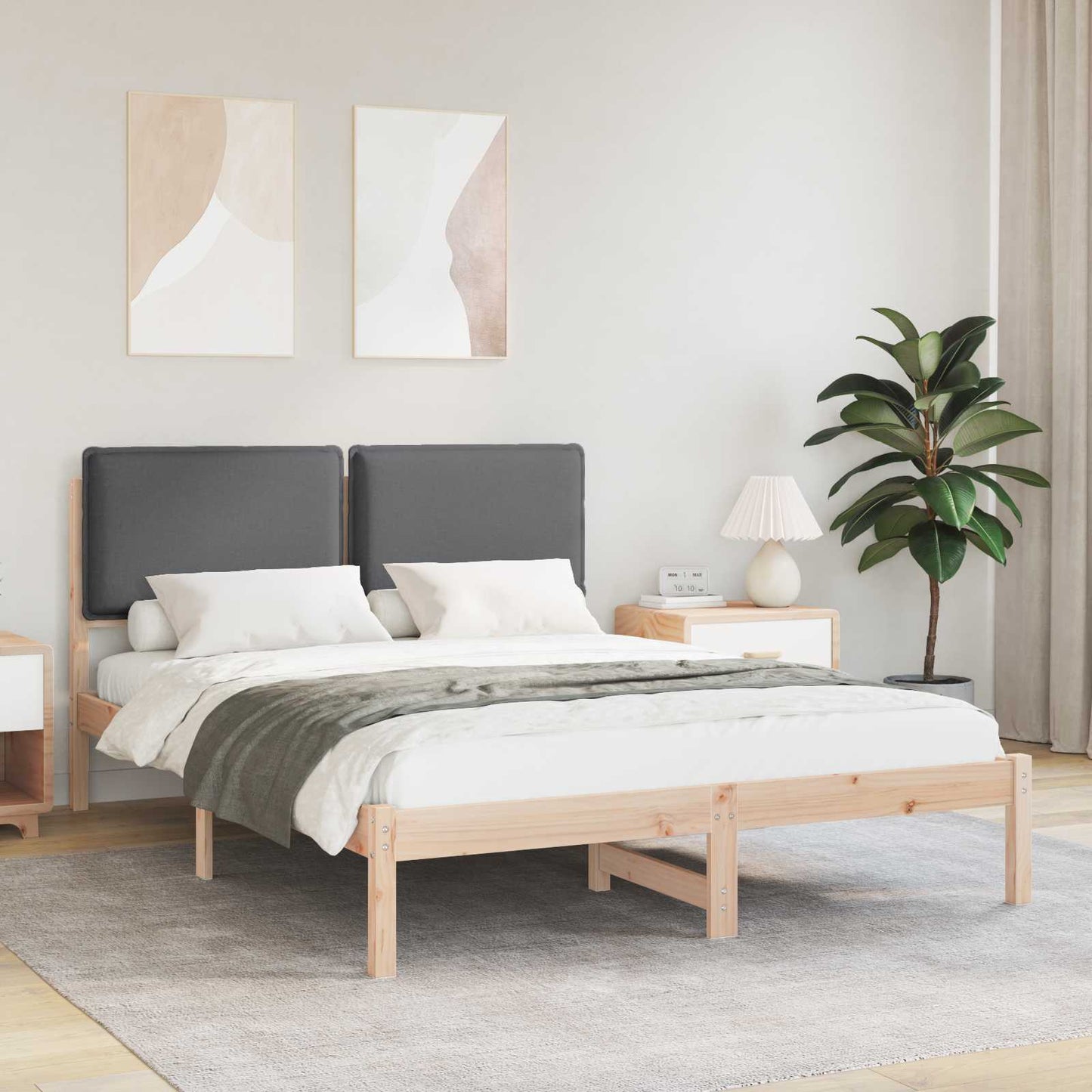 Sengestel med Polstret Hovedgavl Mørkegrå 120 x 200 cm