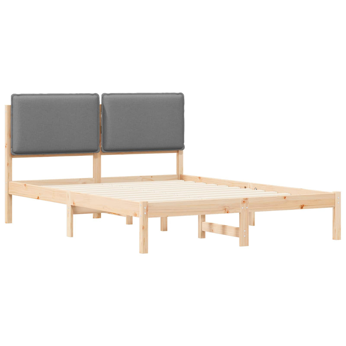 Sengestel med Polstret Hovedgavl Lysegrå 140 x 190 cm