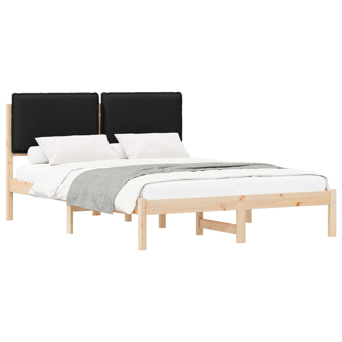 Sengestel med Polstret Hovedgavl Sort 135 x 190 cm