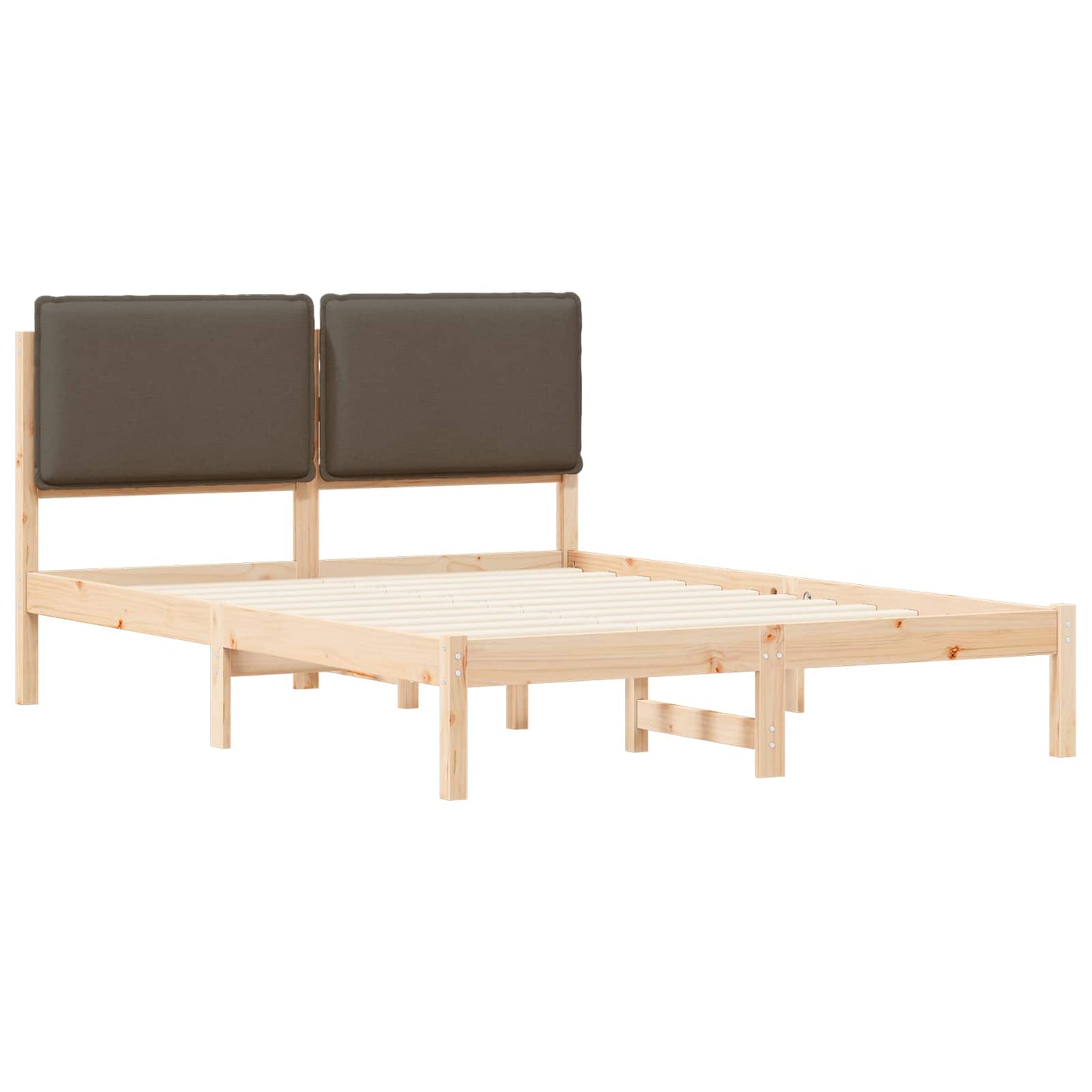Sengestel med Polstret Hovedgavl Gråbrun 135 x 190 cm
