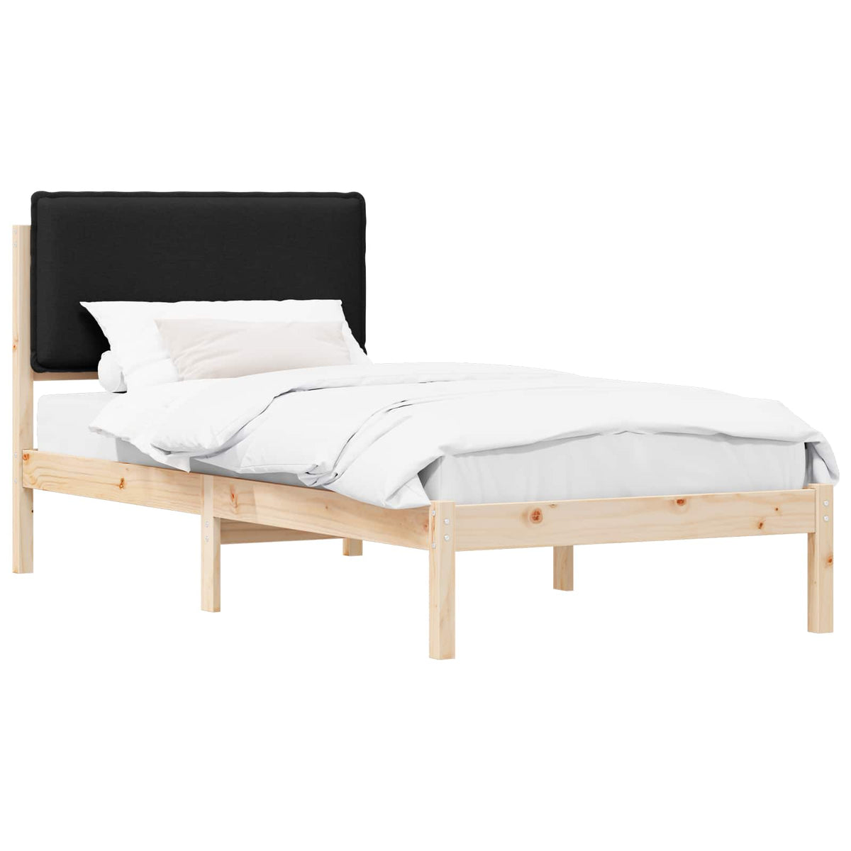 Sengestel med Polstret Hovedgavl Sort 90 x 200 cm