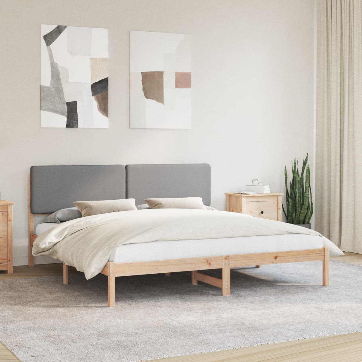 Sengestel med Polstret Hovedgavl Lysegrå 180 x 200 cm