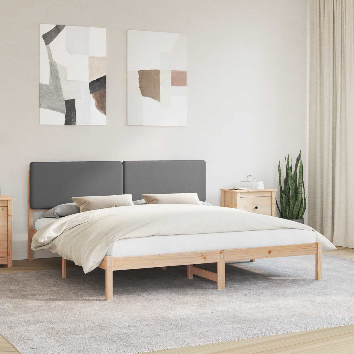 Sengestel med Polstret Hovedgavl Mørkegrå 180 x 200 cm
