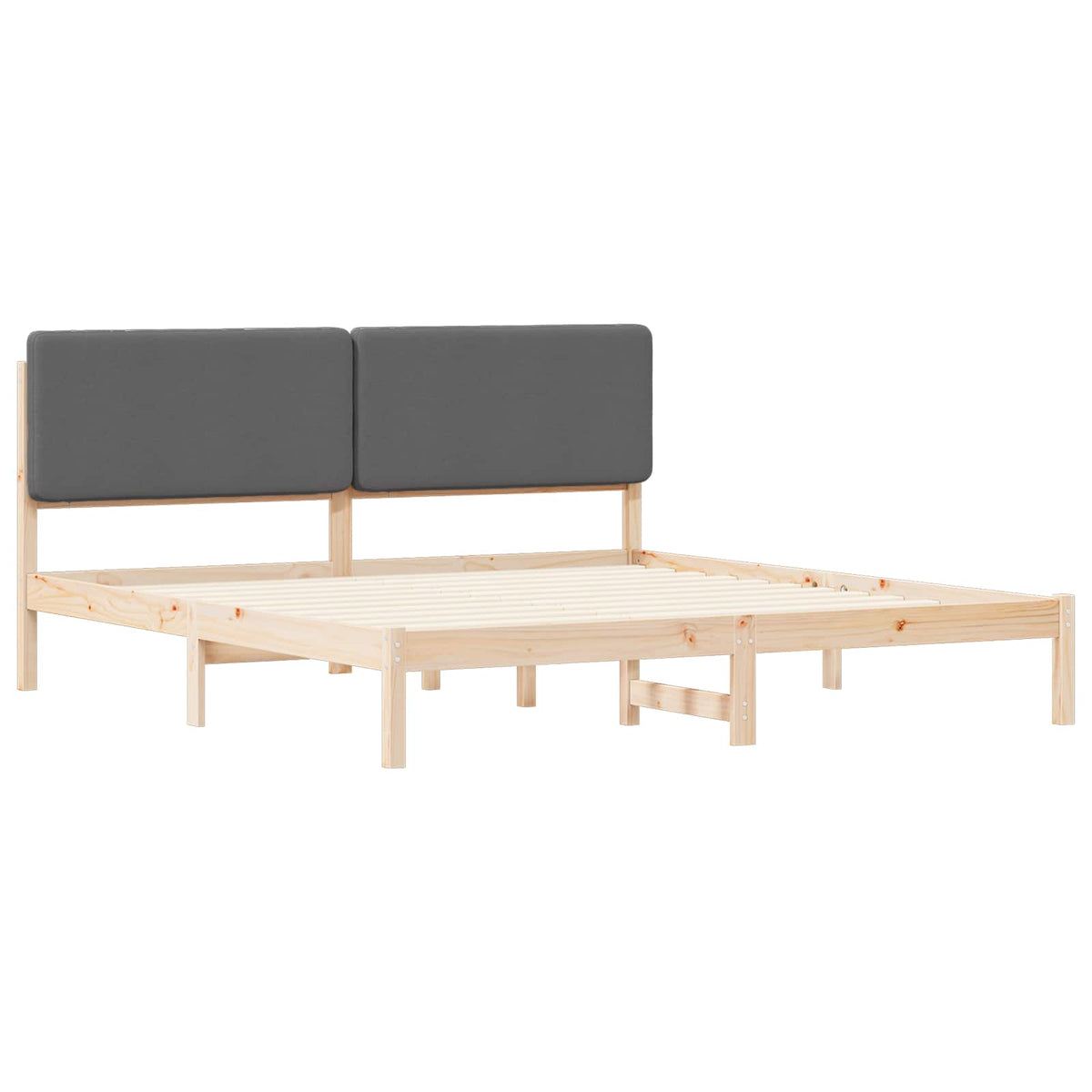 Sengestel med Polstret Hovedgavl Mørkegrå 180 x 200 cm
