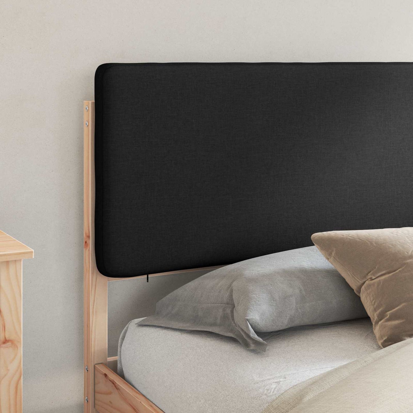 Sengestel med Polstret Hovedgavl Sort 180 x 200 cm