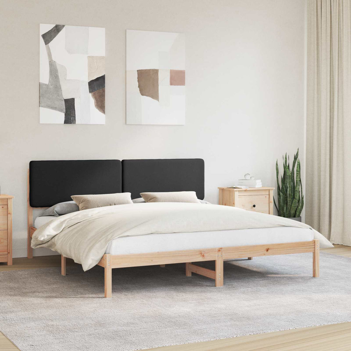 Sengestel med Polstret Hovedgavl Sort 180 x 200 cm