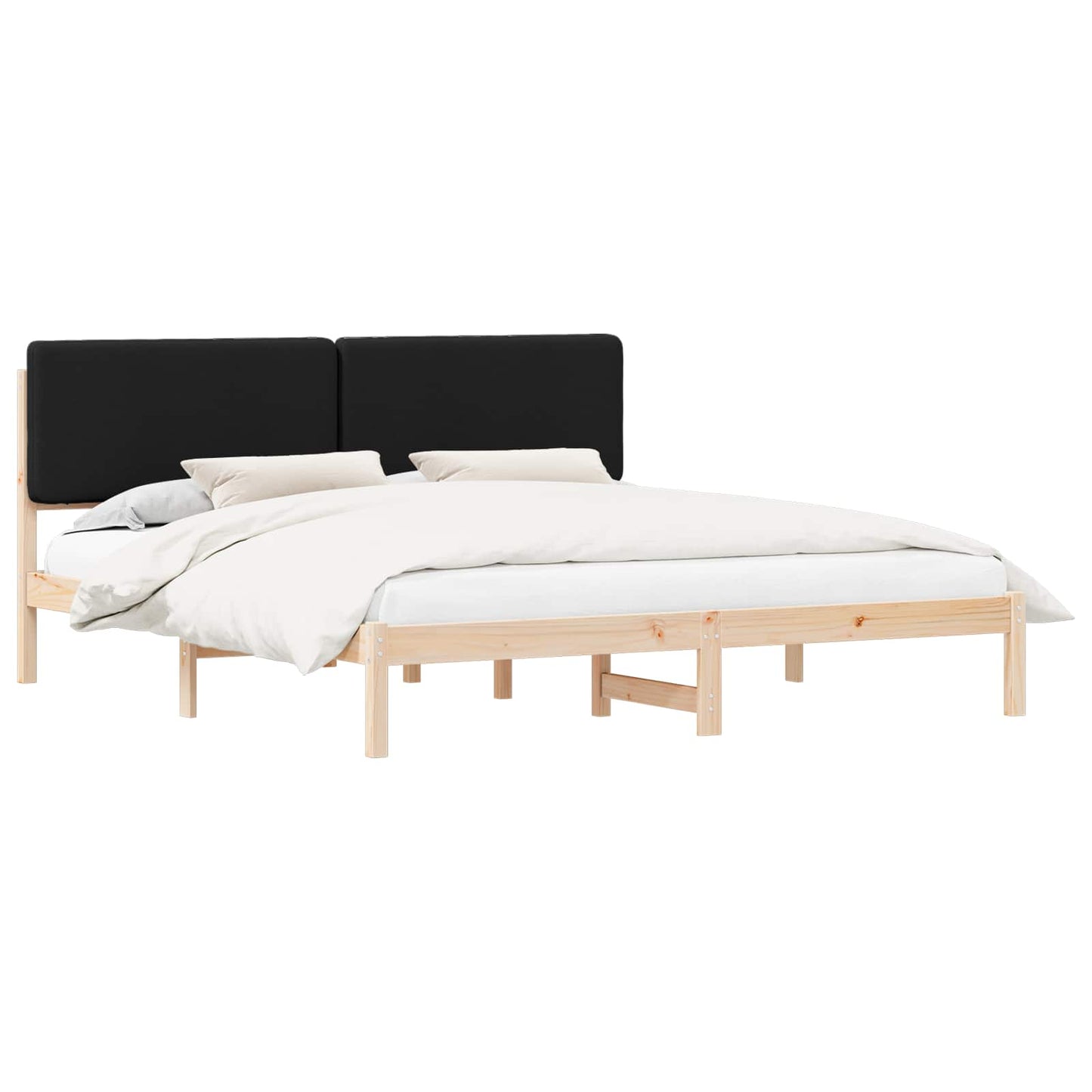Sengestel med Polstret Hovedgavl Sort 180 x 200 cm