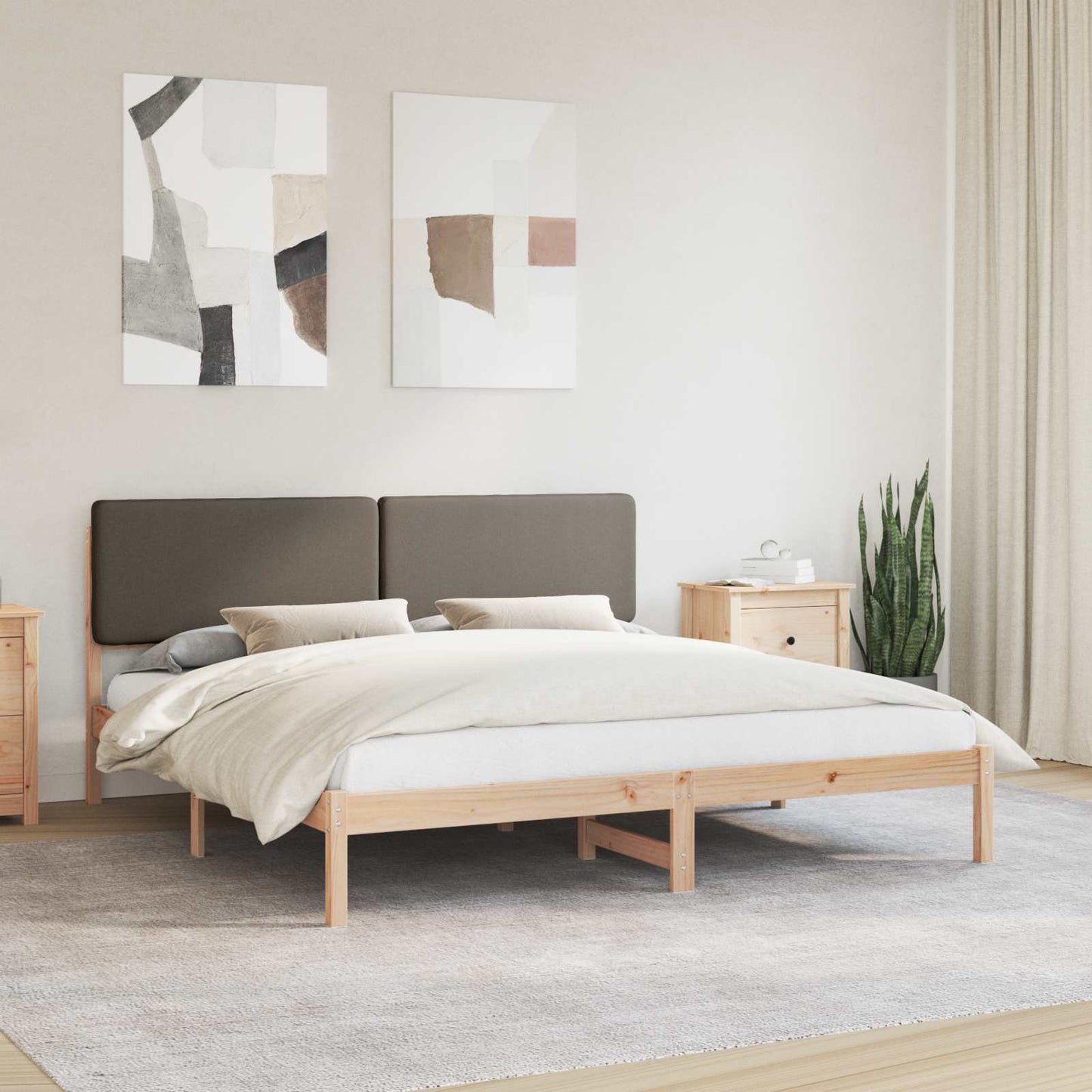 Sengestel med Polstret Hovedgavl Gråbrun 180 x 200 cm