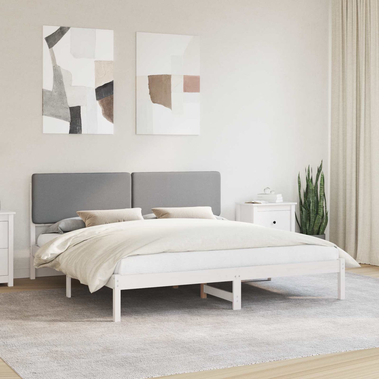 Sengestel med Polstret Hovedgavl Lysegrå 180 x 200 cm