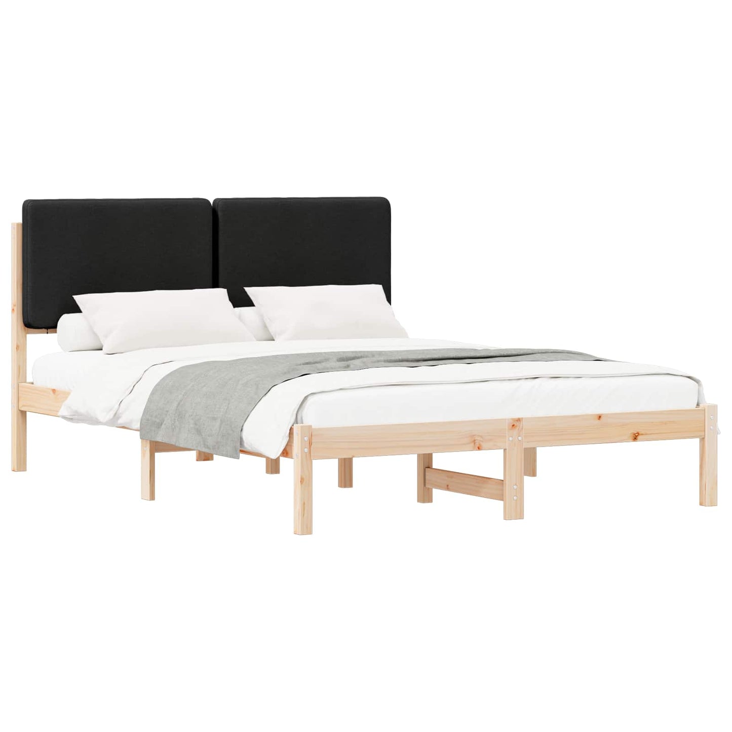 Sengestel med Polstret Hovedgavl Sort 140 x 200 cm