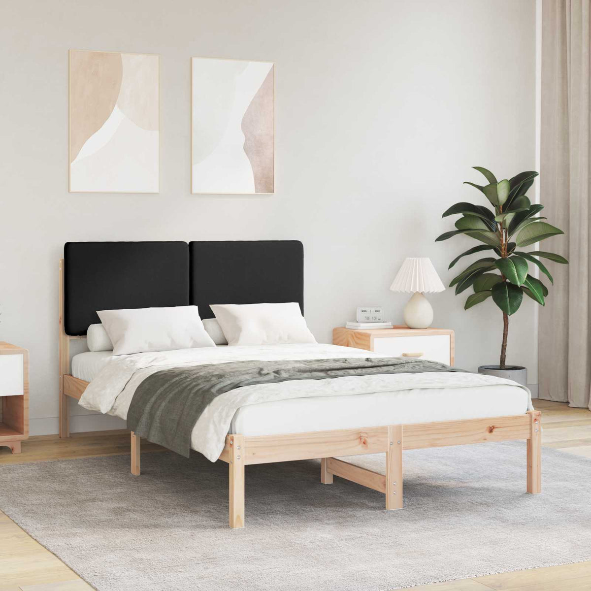 Sengestel med Polstret Hovedgavl Sort 120 x 200 cm
