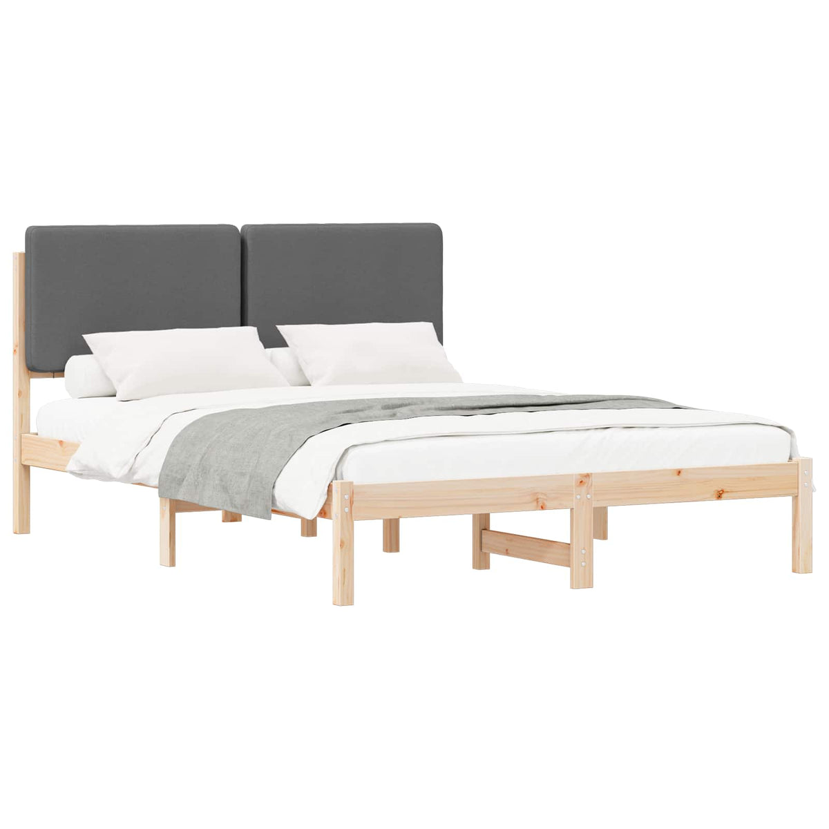 Sengestel med Polstret Hovedgavl Mørkegrå 140 x 190 cm