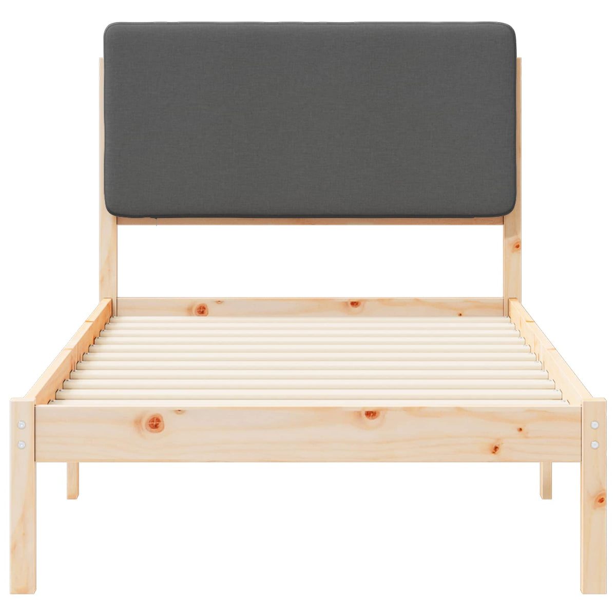 Sengestel med Polstret Hovedgavl Mørkegrå 100 x 200 cm