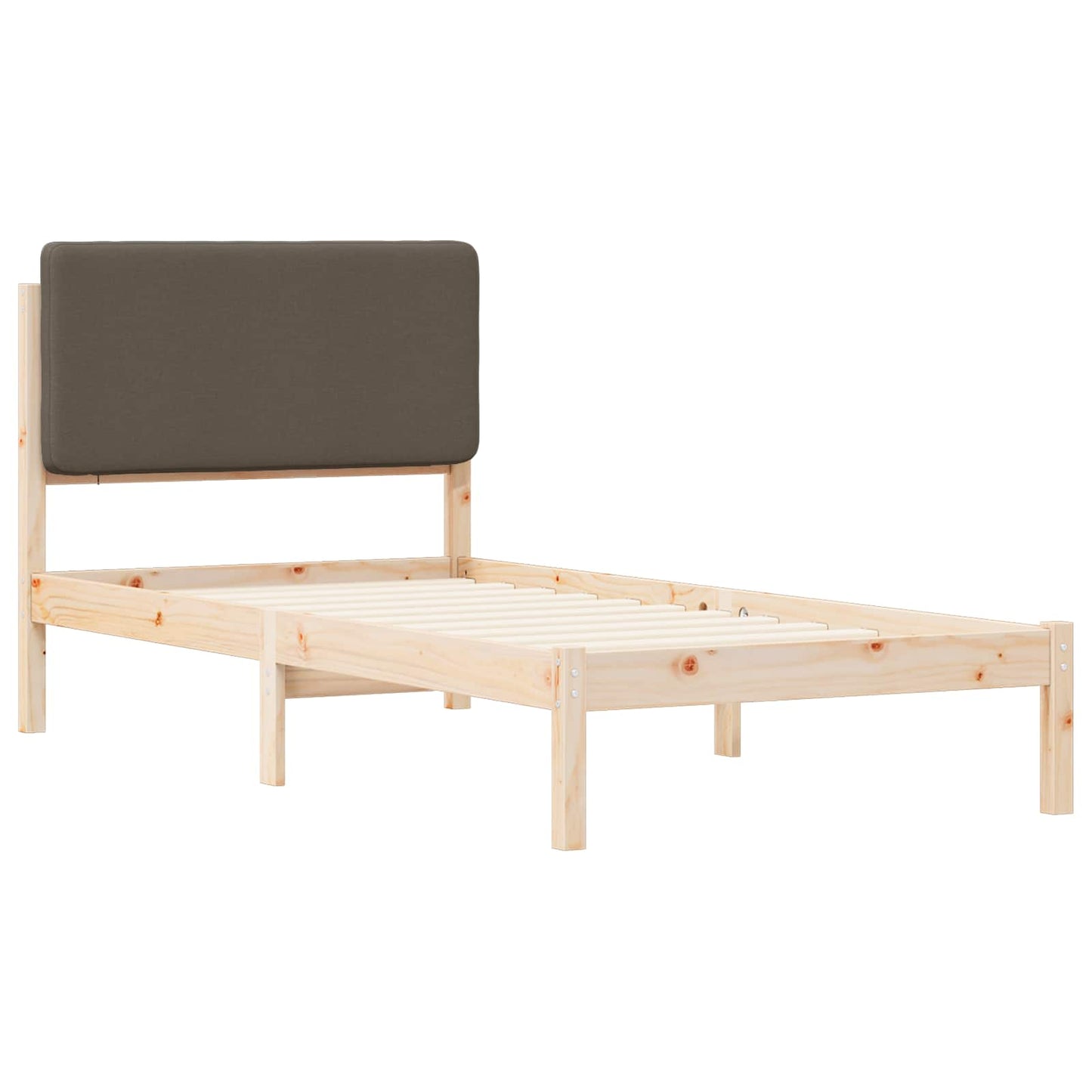 Sengestel med Polstret Hovedgavl Gråbrun 90 x 200 cm