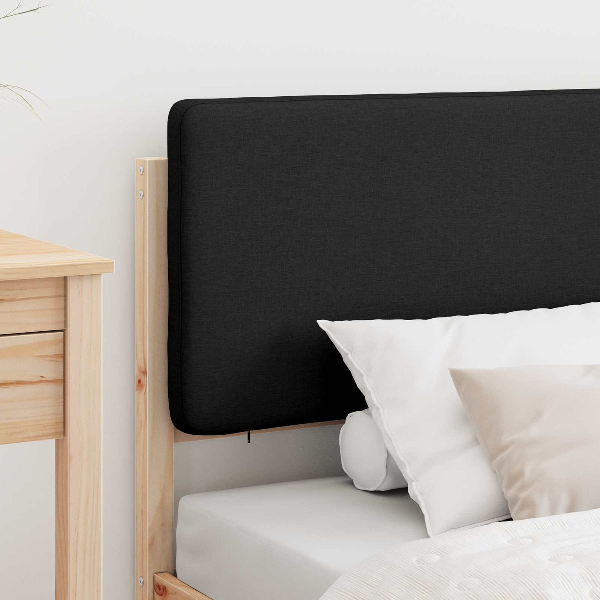 Sengestel med Polstret Hovedgavl Sort 90 x 190 cm