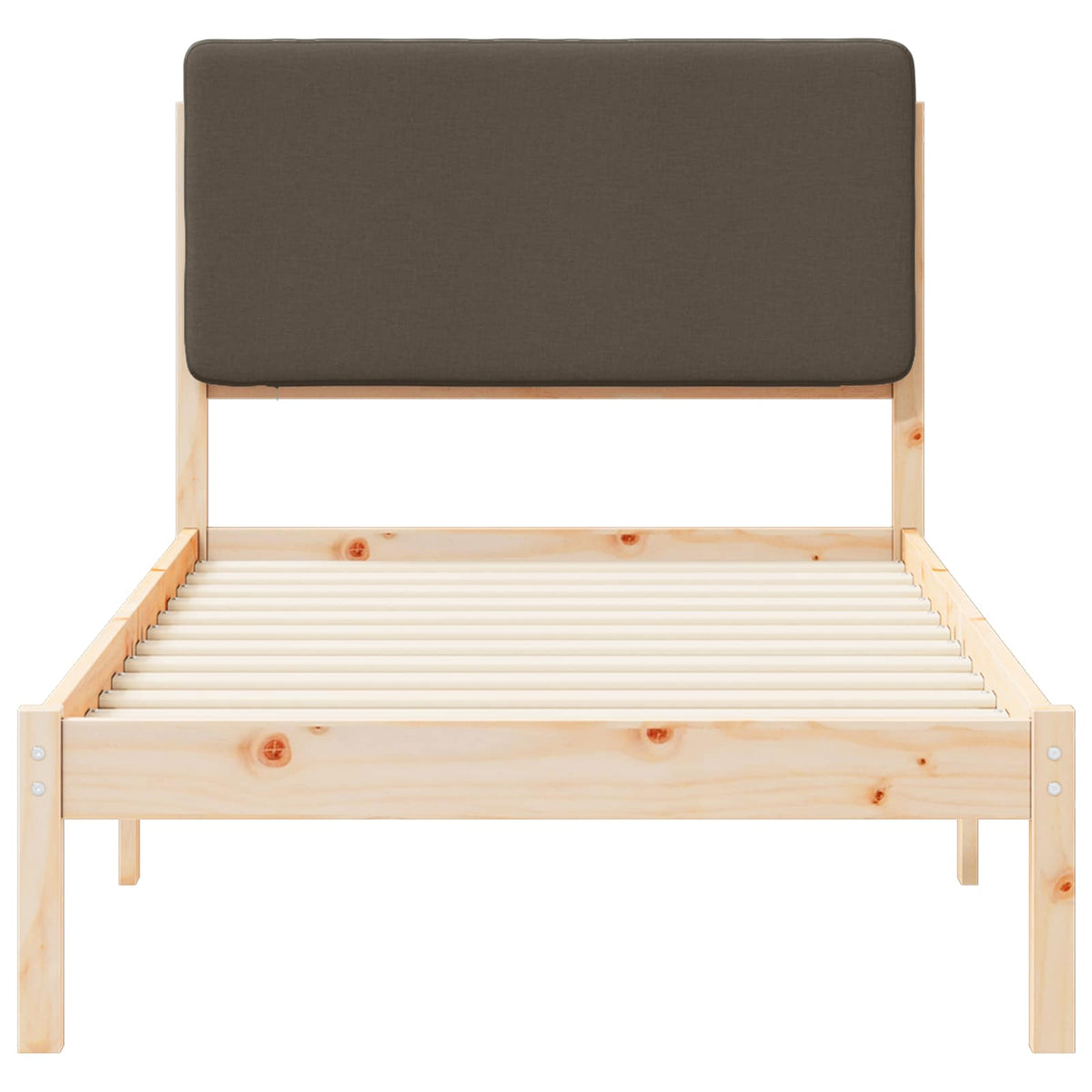 Sengestel med Polstret Hovedgavl Gråbrun 75 x 190 cm