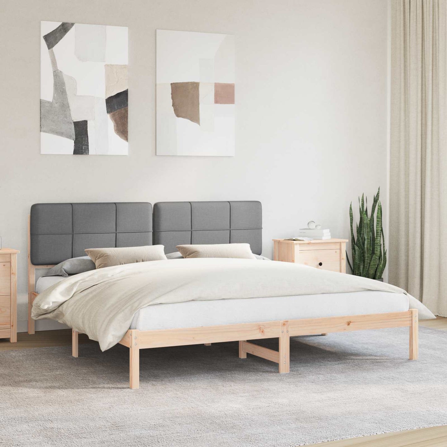 Sengestel med Polstret Hovedgavl Lysegrå 180 x 200 cm