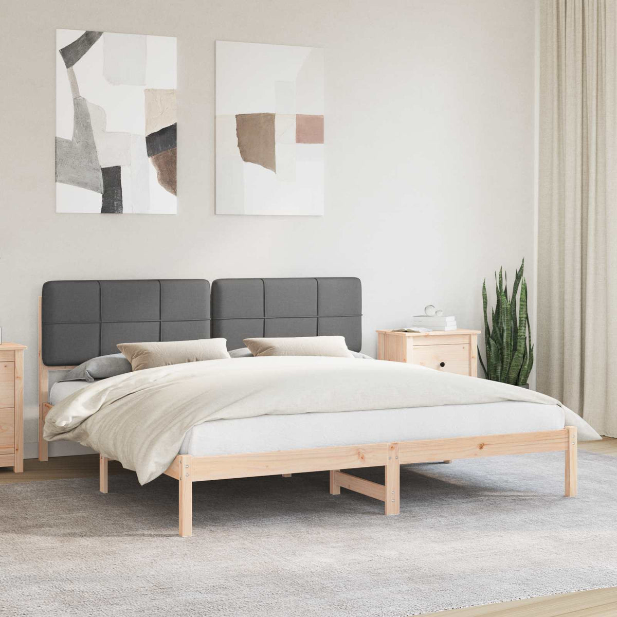 Sengestel med Polstret Hovedgavl Mørkegrå 180 x 200 cm