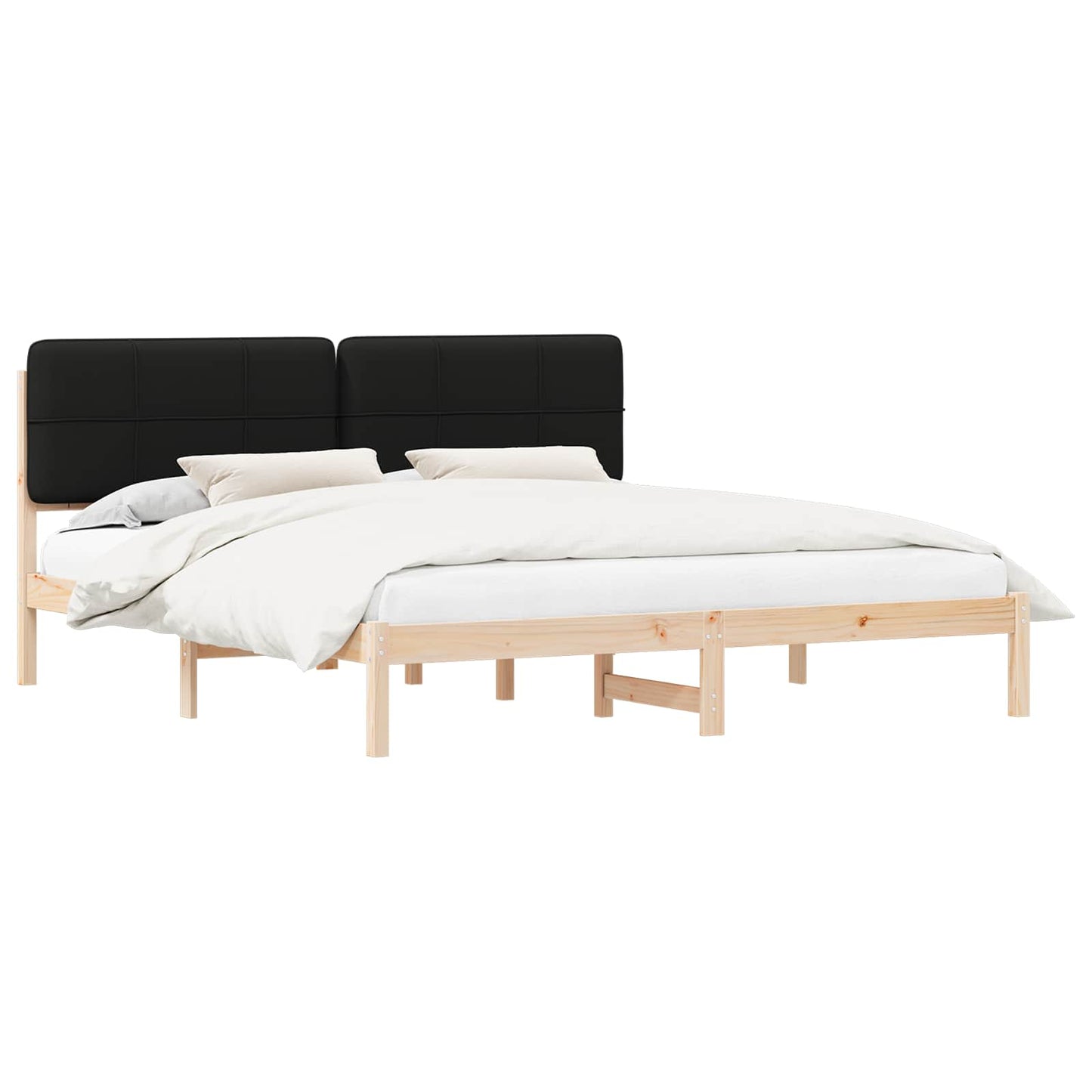 Sengestel med Polstret Hovedgavl Sort 180 x 200 cm