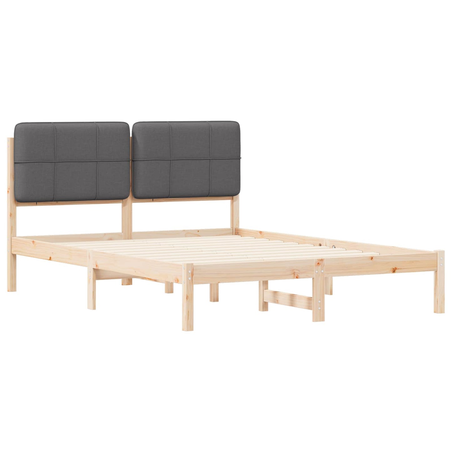 Sengestel med Polstret Hovedgavl Mørkegrå 160 x 200 cm