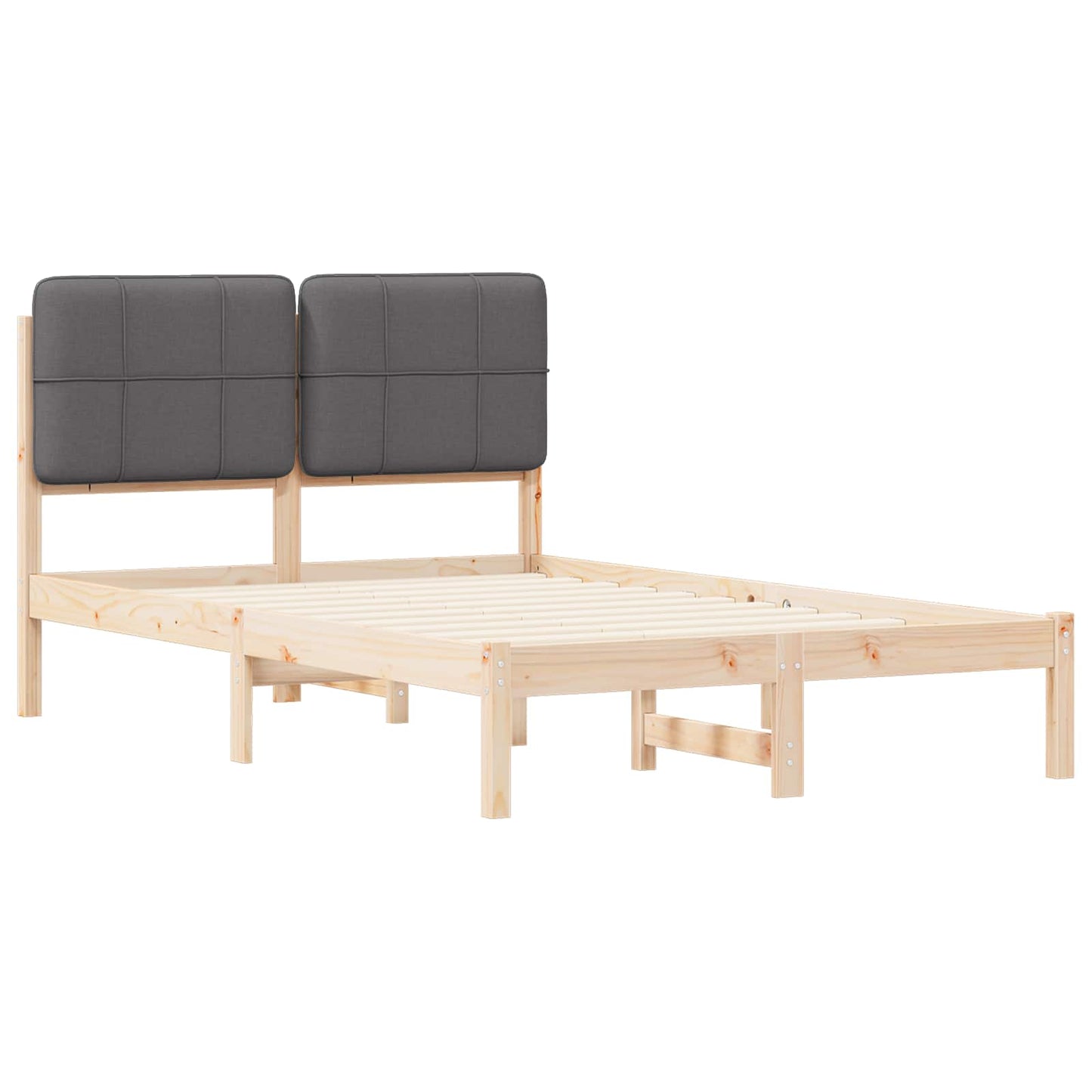 Sengestel med Polstret Hovedgavl Mørkegrå 120 x 200 cm