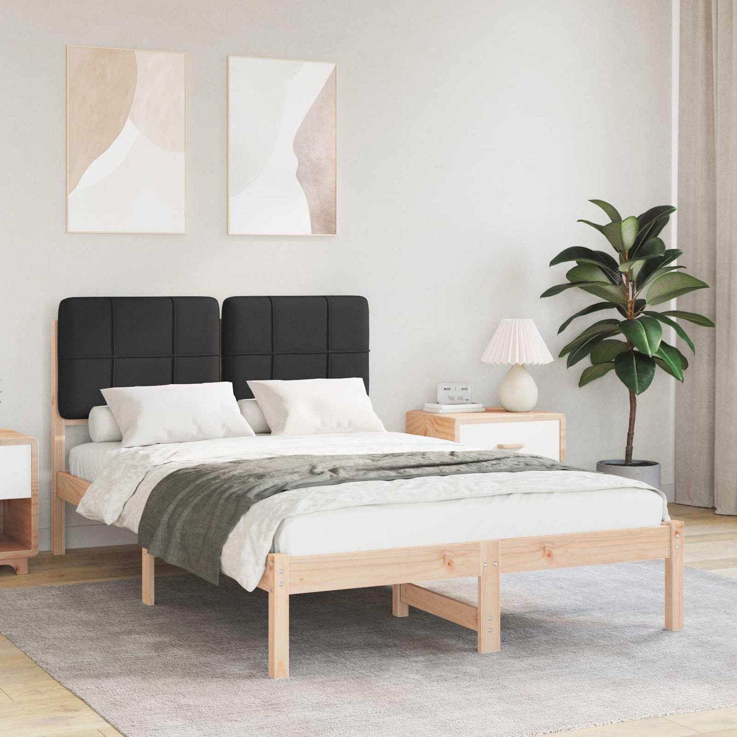 Sengestel med Polstret Hovedgavl Sort 120 x 200 cm