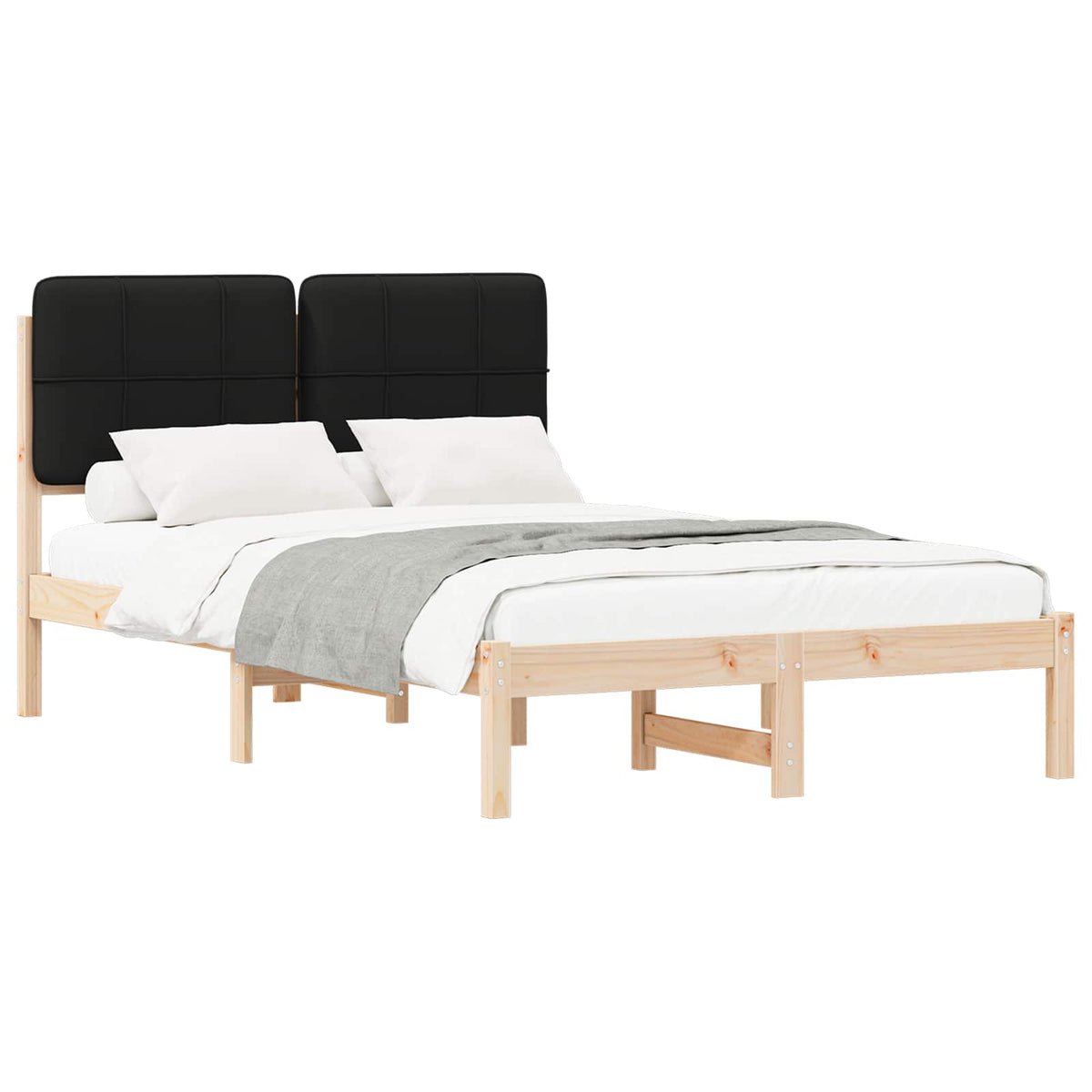 Sengestel med Polstret Hovedgavl Sort 120 x 200 cm