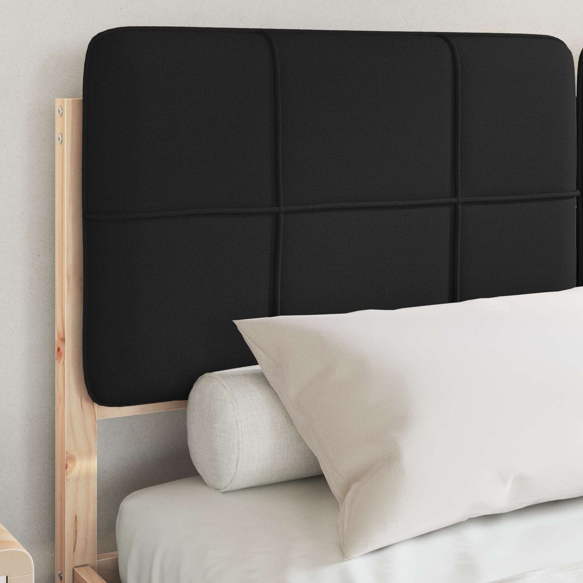 Sengestel med Polstret Hovedgavl Sort 140 x 190 cm