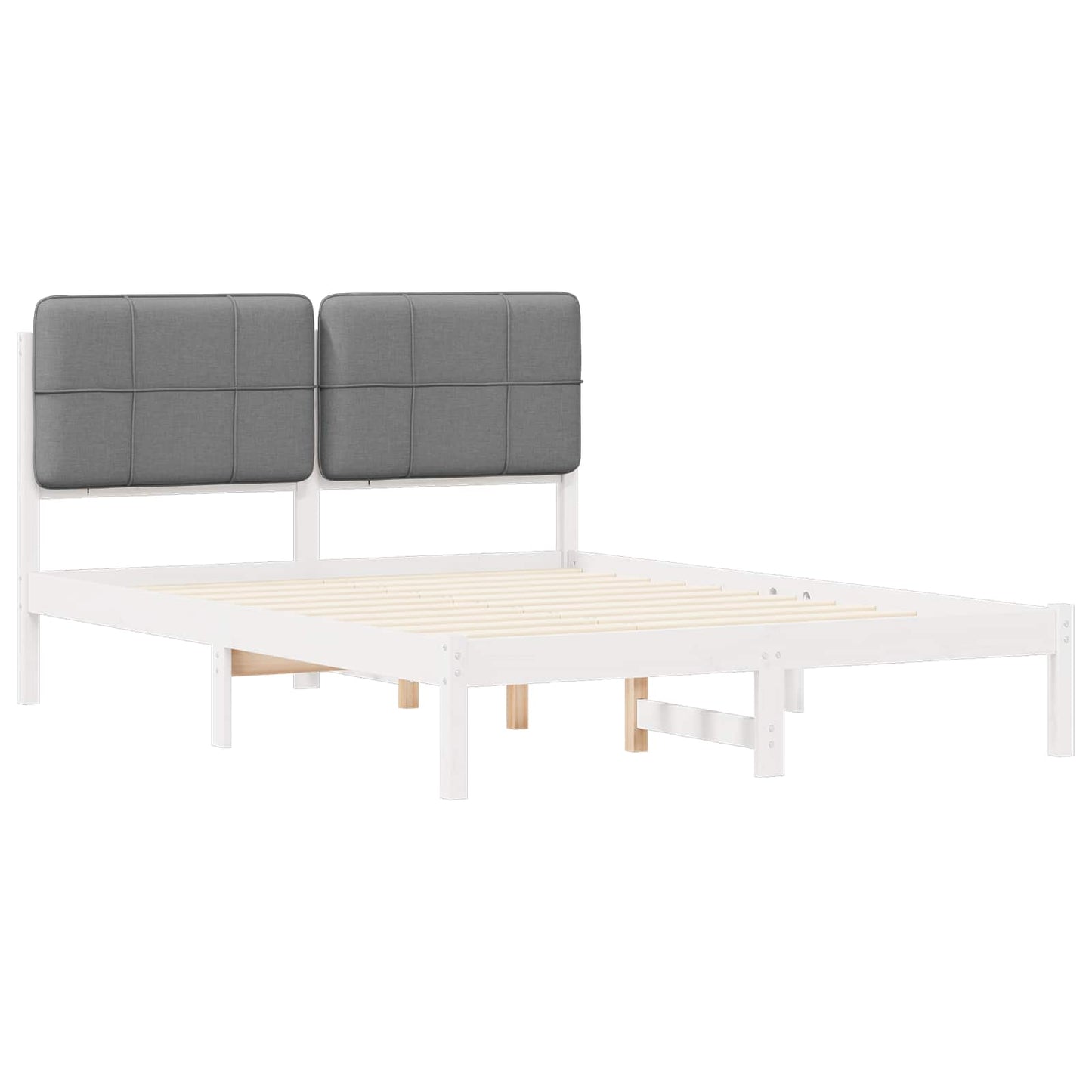 Sengestel med Polstret Hovedgavl Lysegrå 140 x 190 cm