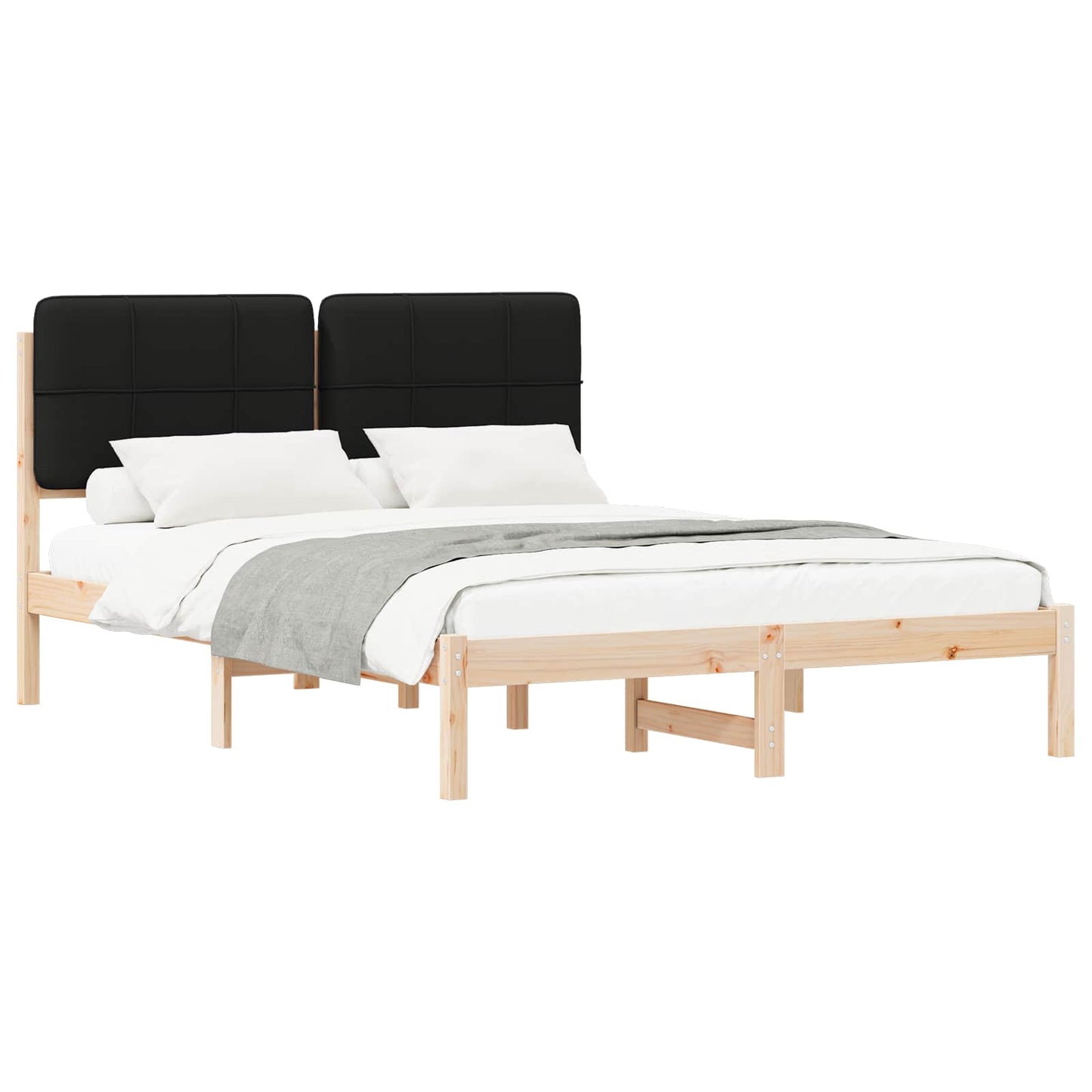 Sengestel med Polstret Hovedgavl Sort 135 x 190 cm
