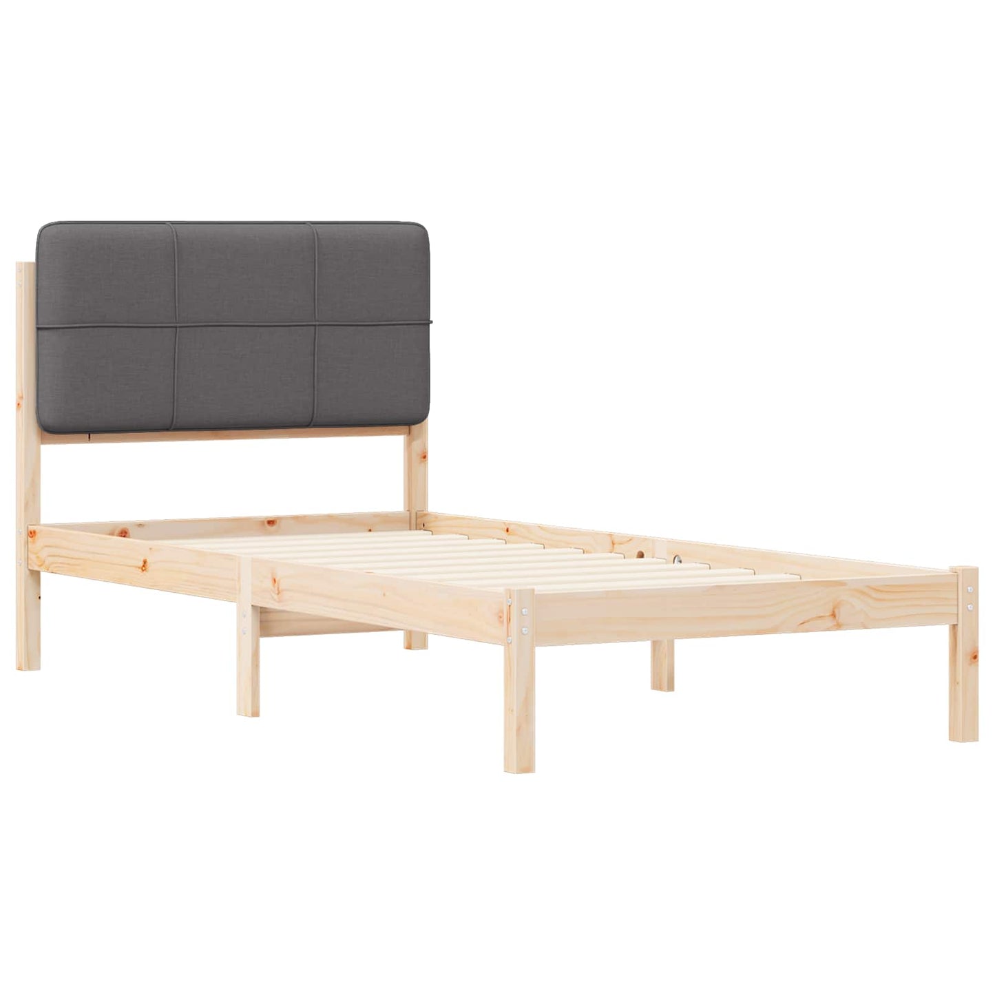 Sengestel med Polstret Hovedgavl Mørkegrå 90 x 200 cm