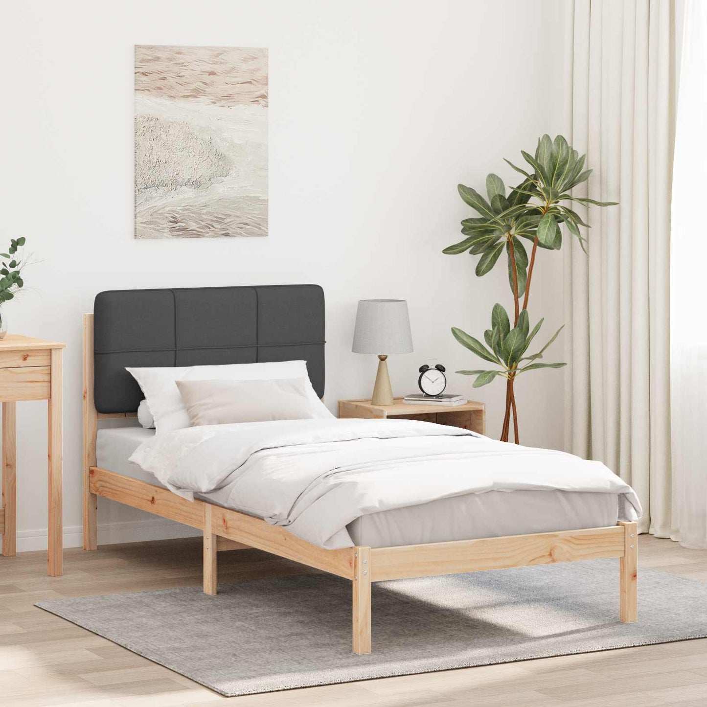Sengestel med Polstret Hovedgavl Mørkegrå 80 x 200 cm