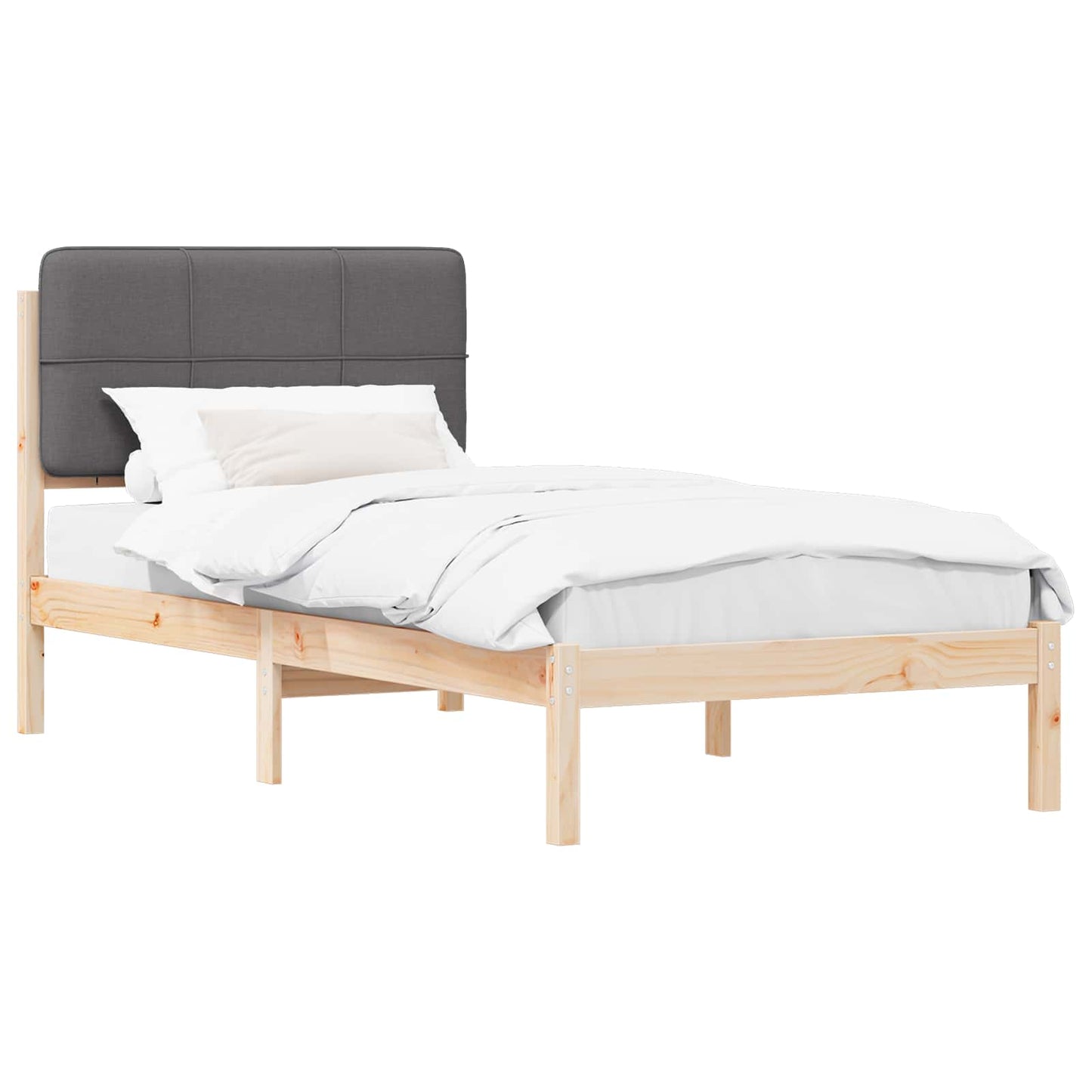 Sengestel med Polstret Hovedgavl Mørkegrå 80 x 200 cm