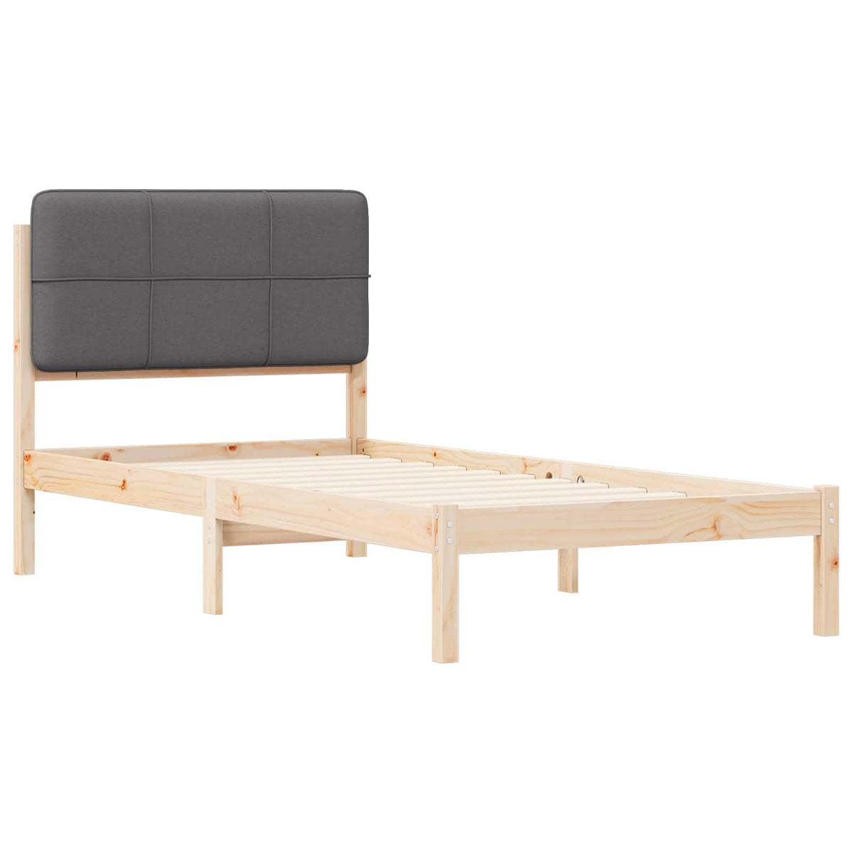 Sengestel med Polstret Hovedgavl Mørkegrå 80 x 200 cm