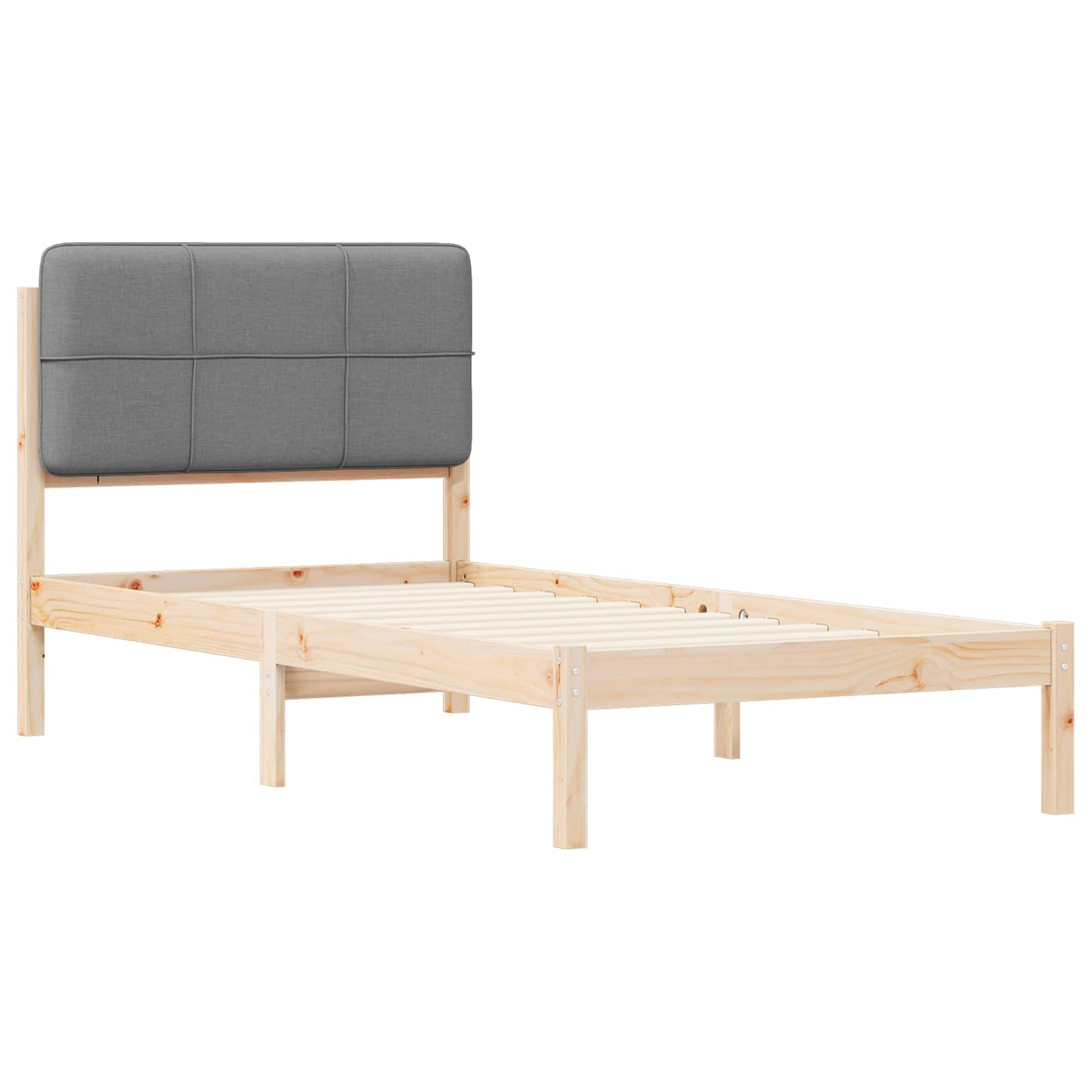 Sengestel med Polstret Hovedgavl Lysegrå 90 x 190 cm