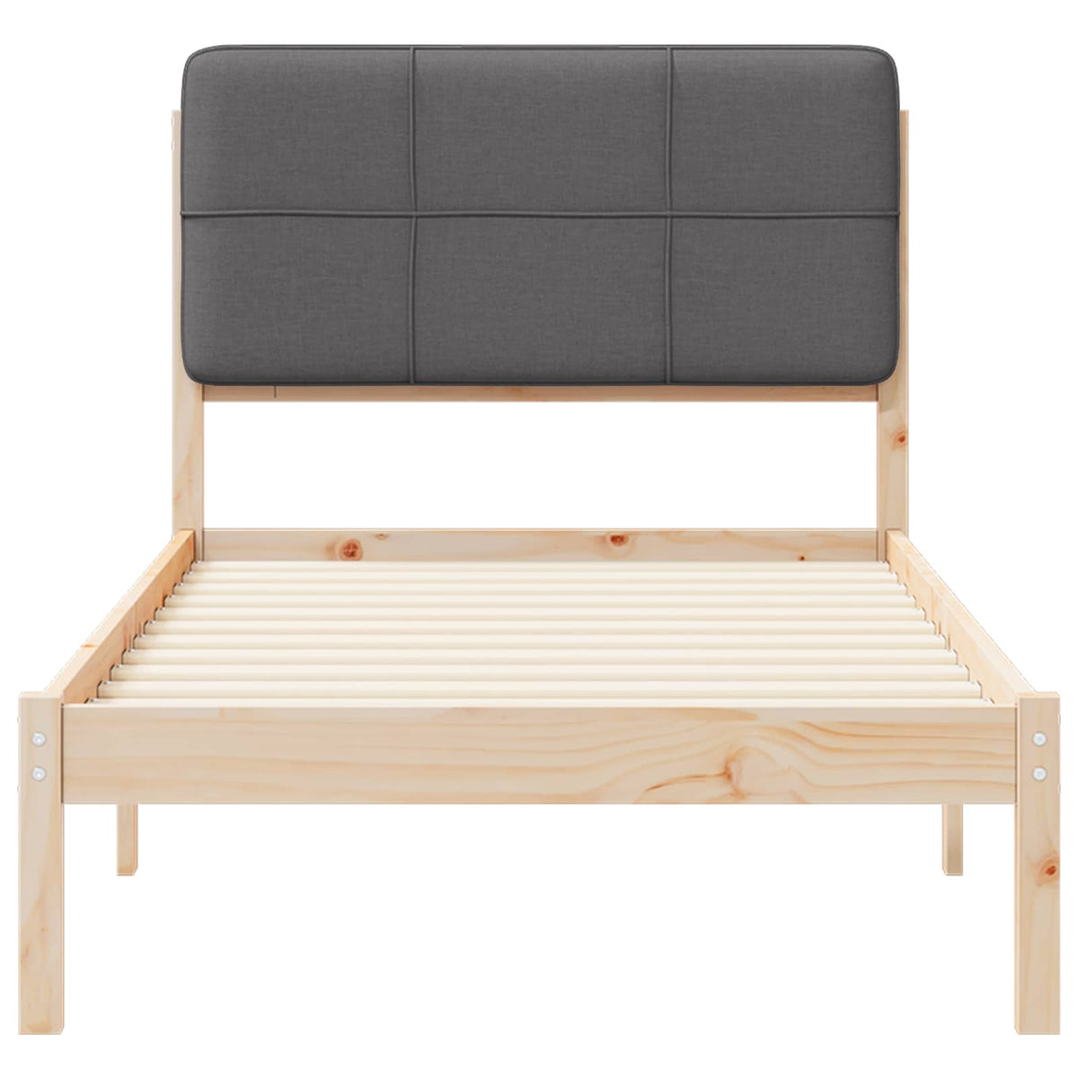 Sengestel med Polstret Hovedgavl Mørkegrå 90 x 190 cm