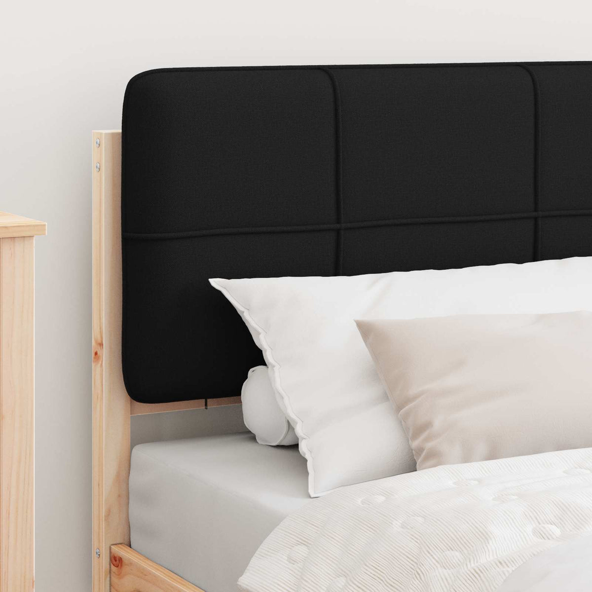 Sengestel med Polstret Hovedgavl Sort 90 x 190 cm