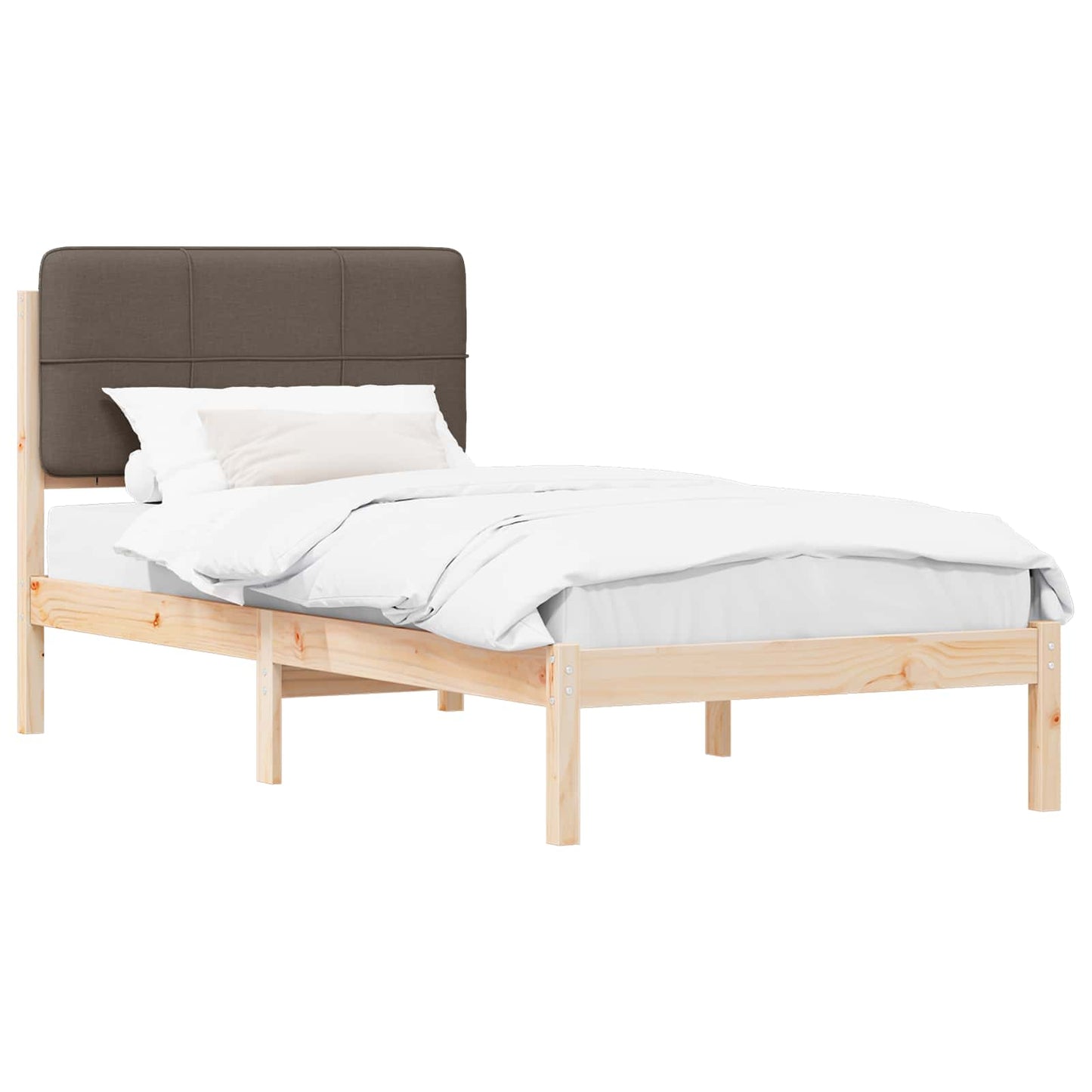 Sengestel med Polstret Hovedgavl Gråbrun 90 x 190 cm