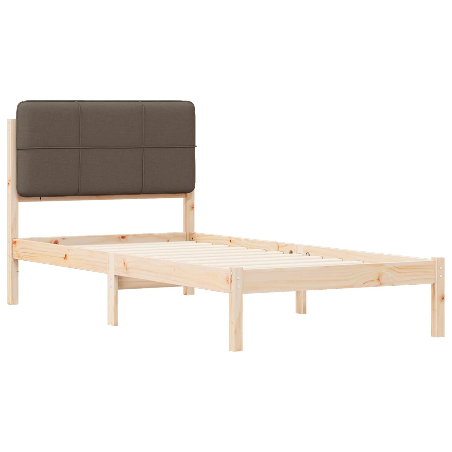 Sengestel med Polstret Hovedgavl Gråbrun 90 x 190 cm