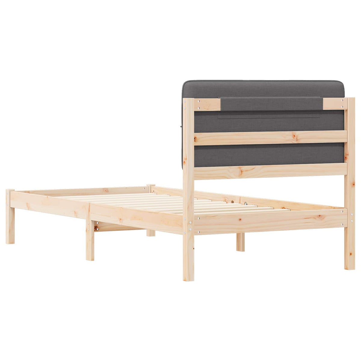 Sengestel med Polstret Hovedgavl Mørkegrå 75 x 190 cm