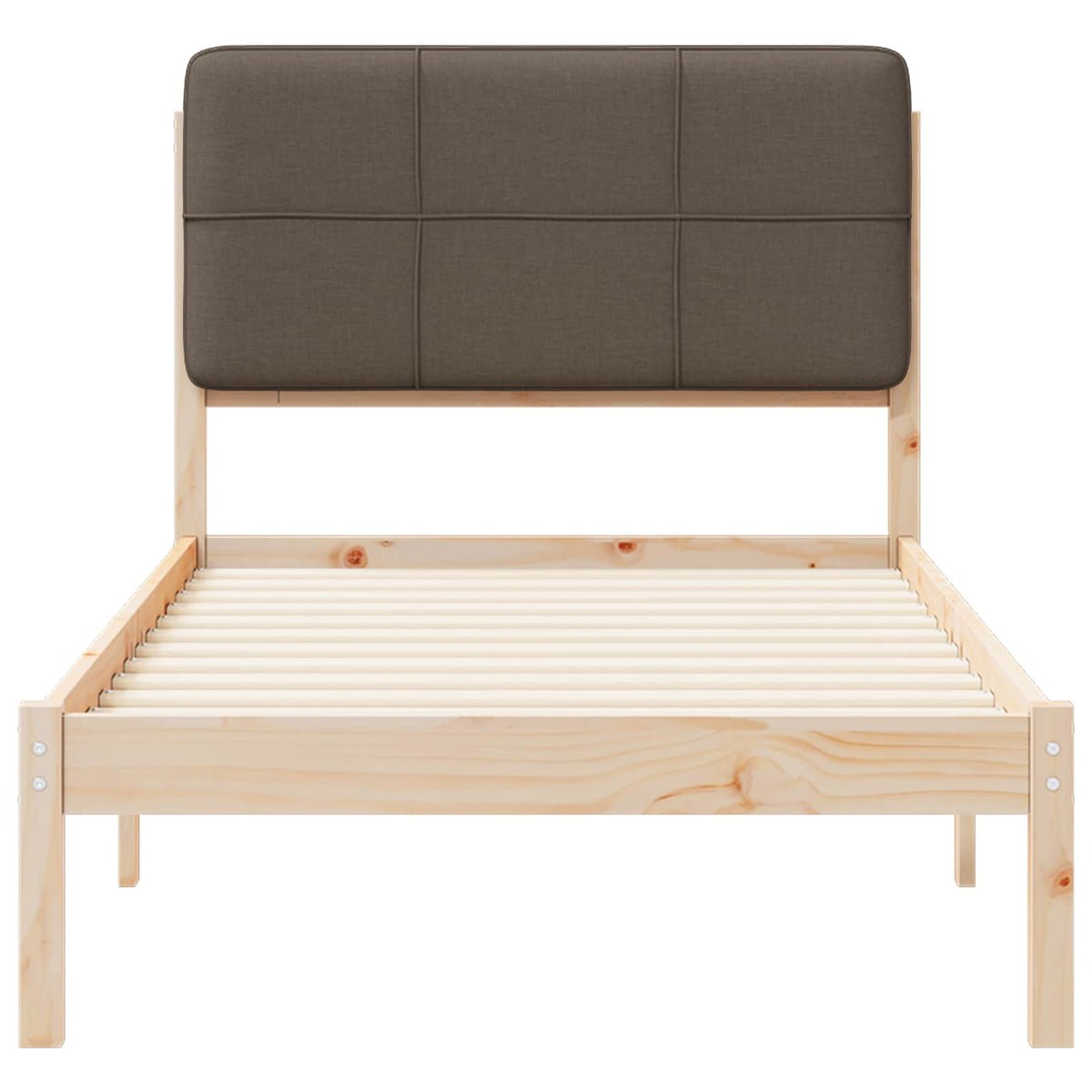 Sengestel med Polstret Hovedgavl Gråbrun 75 x 190 cm