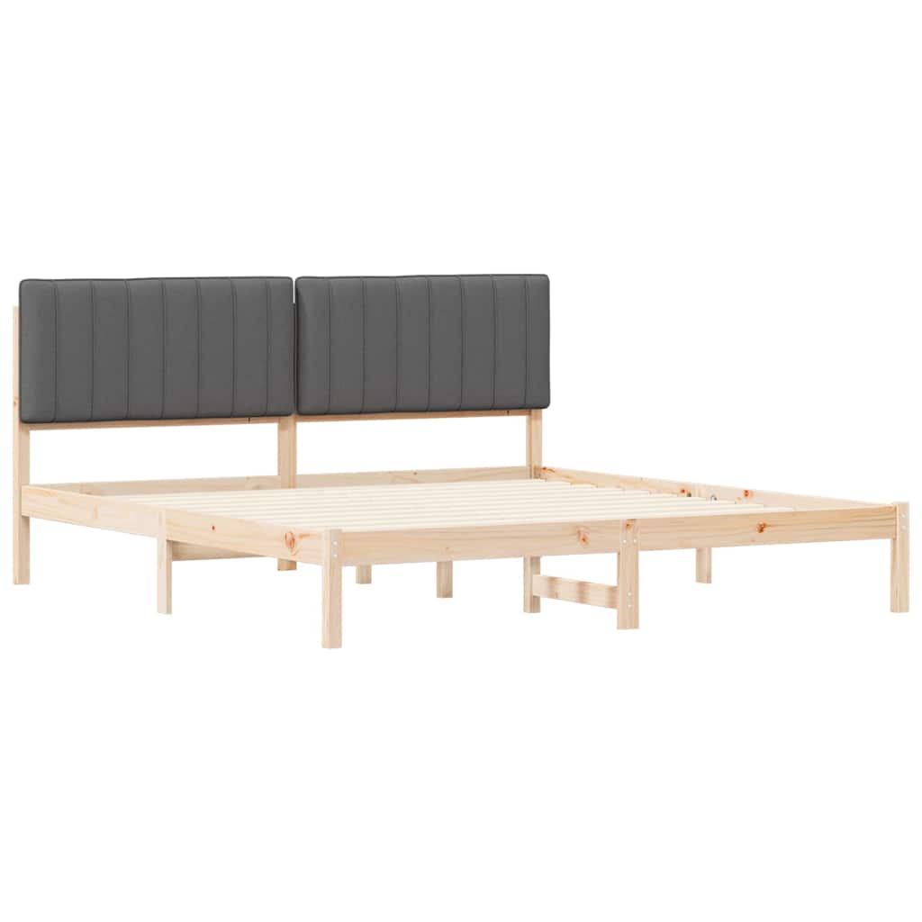 Sengestel med Polstret Hovedgavl Mørkegrå 180 x 200 cm