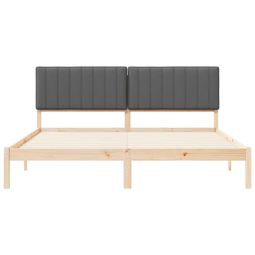 Sengestel med Polstret Hovedgavl Mørkegrå 180 x 200 cm