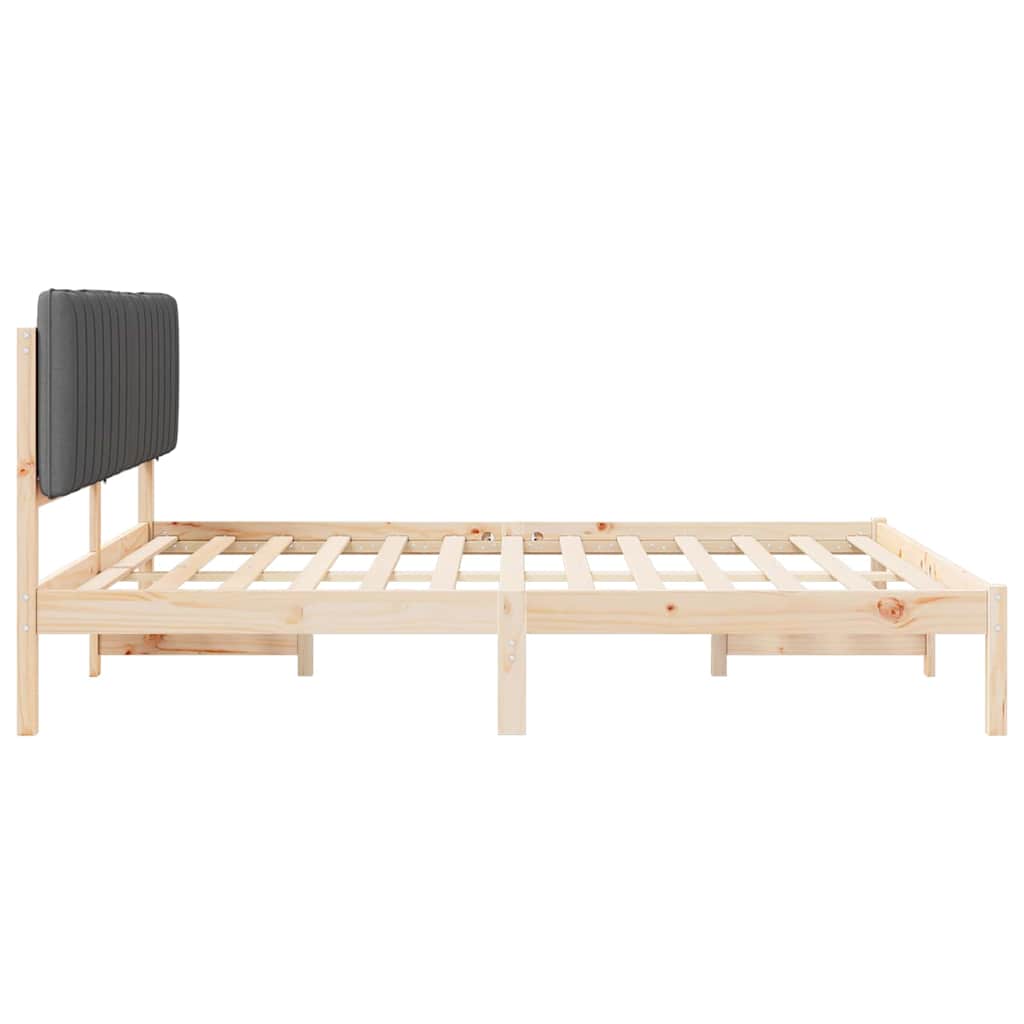 Sengestel med Polstret Hovedgavl Mørkegrå 180 x 200 cm
