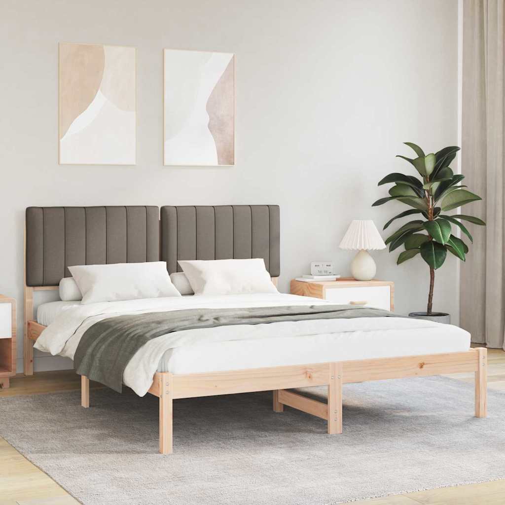 Sengestel med Polstret Hovedgavl Gråbrun 160 x 200 cm
